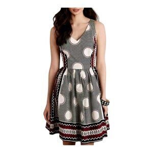 Maeve Anthropologie Moonsong Sleeveless V-neck Fit & Flare Dress Retro Women's 2